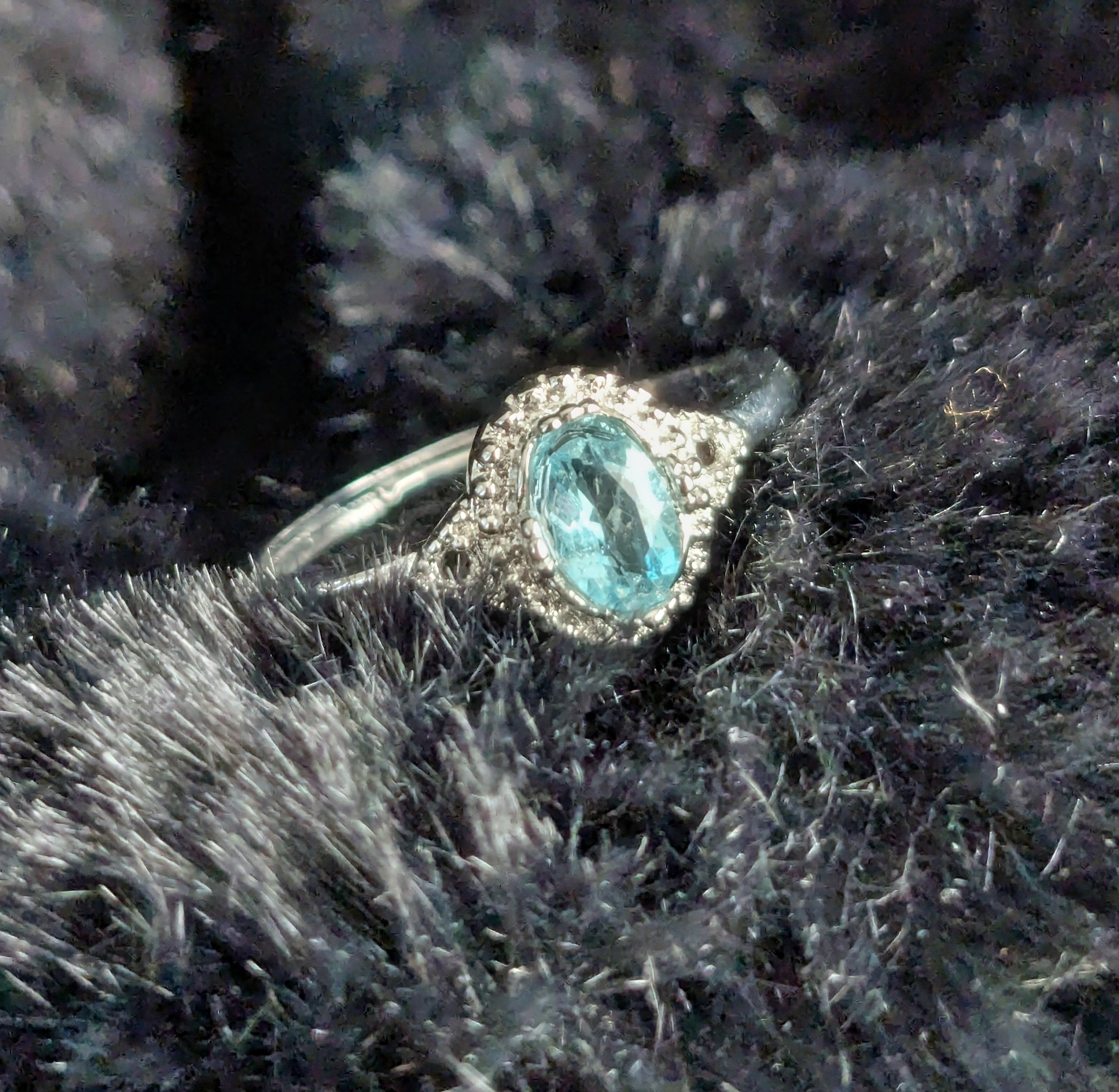 Blue Topaz Halo Adjustable Ring