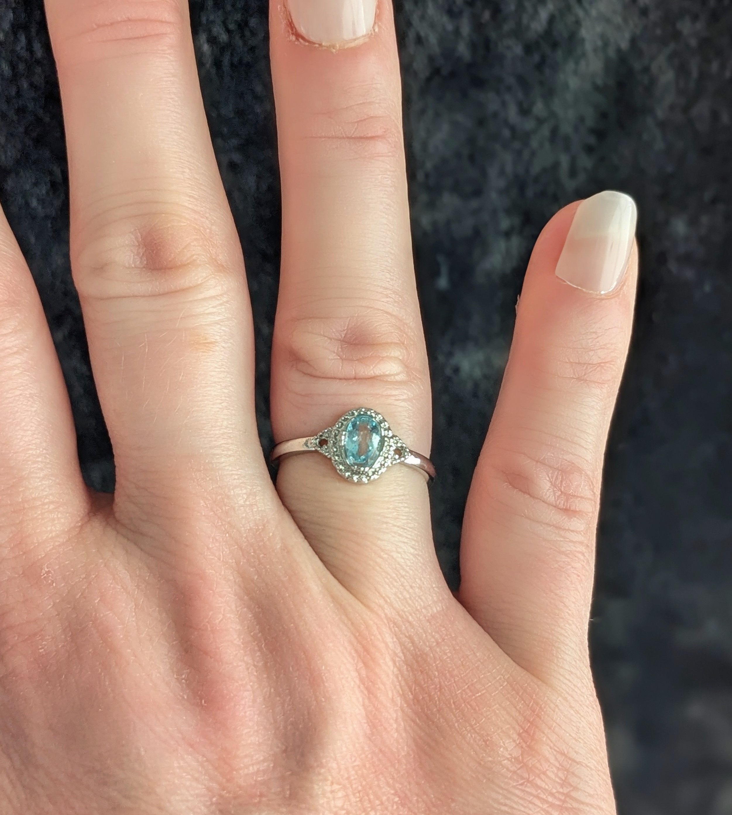 Blue Topaz Halo Adjustable Ring