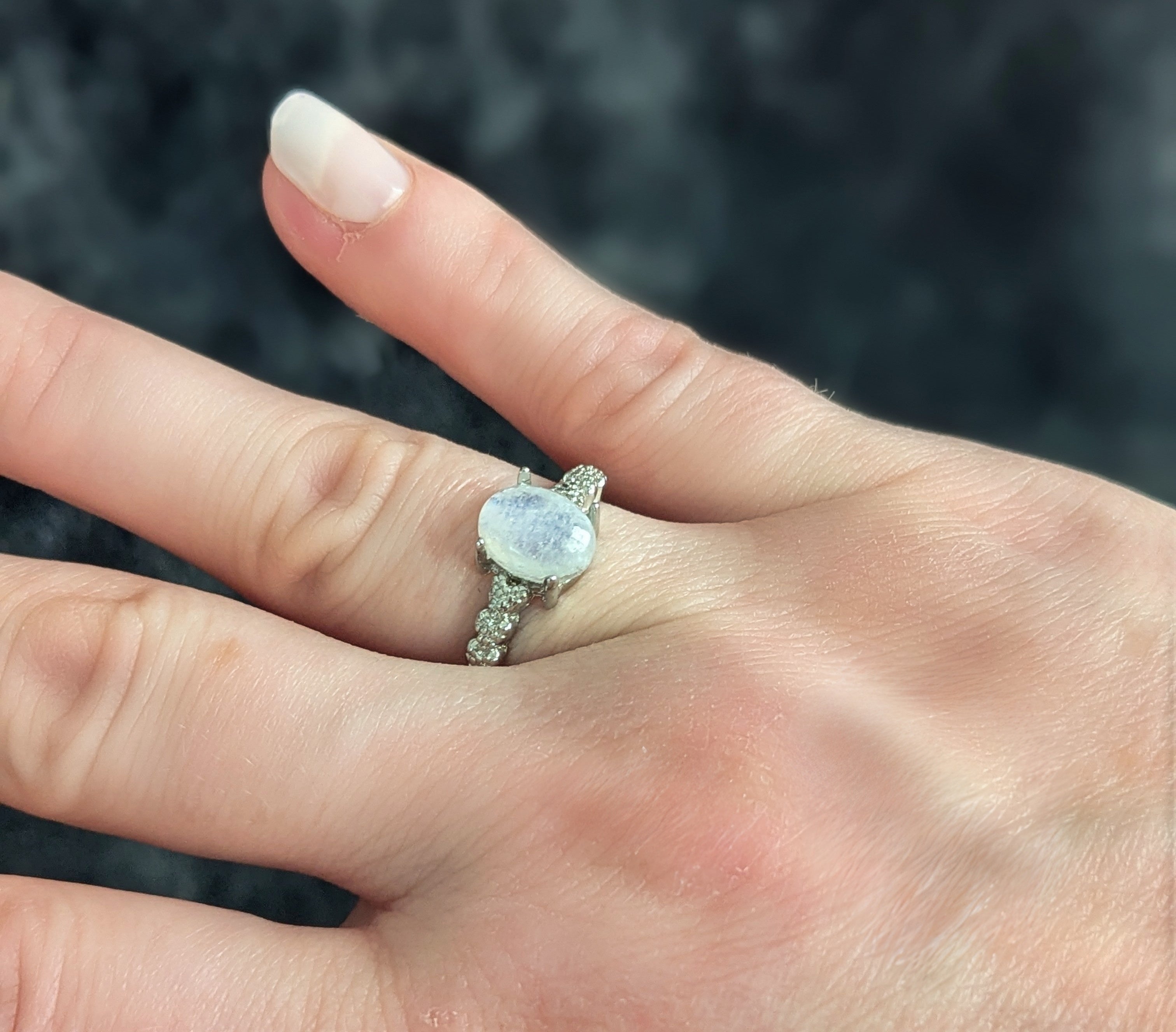 Oval Adjustable Moonstone Ring