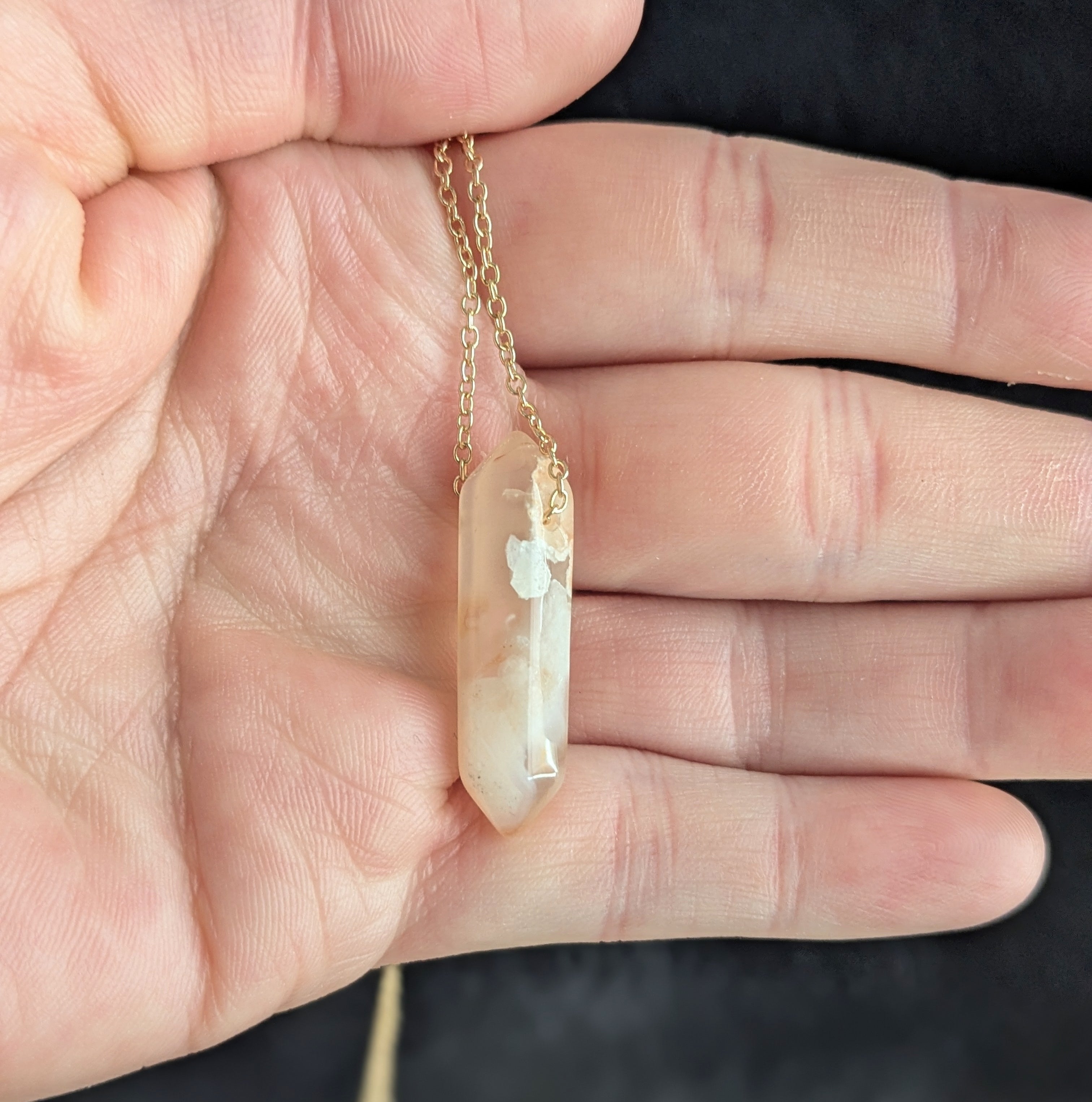 Agate Spike on Gold Colored Chain