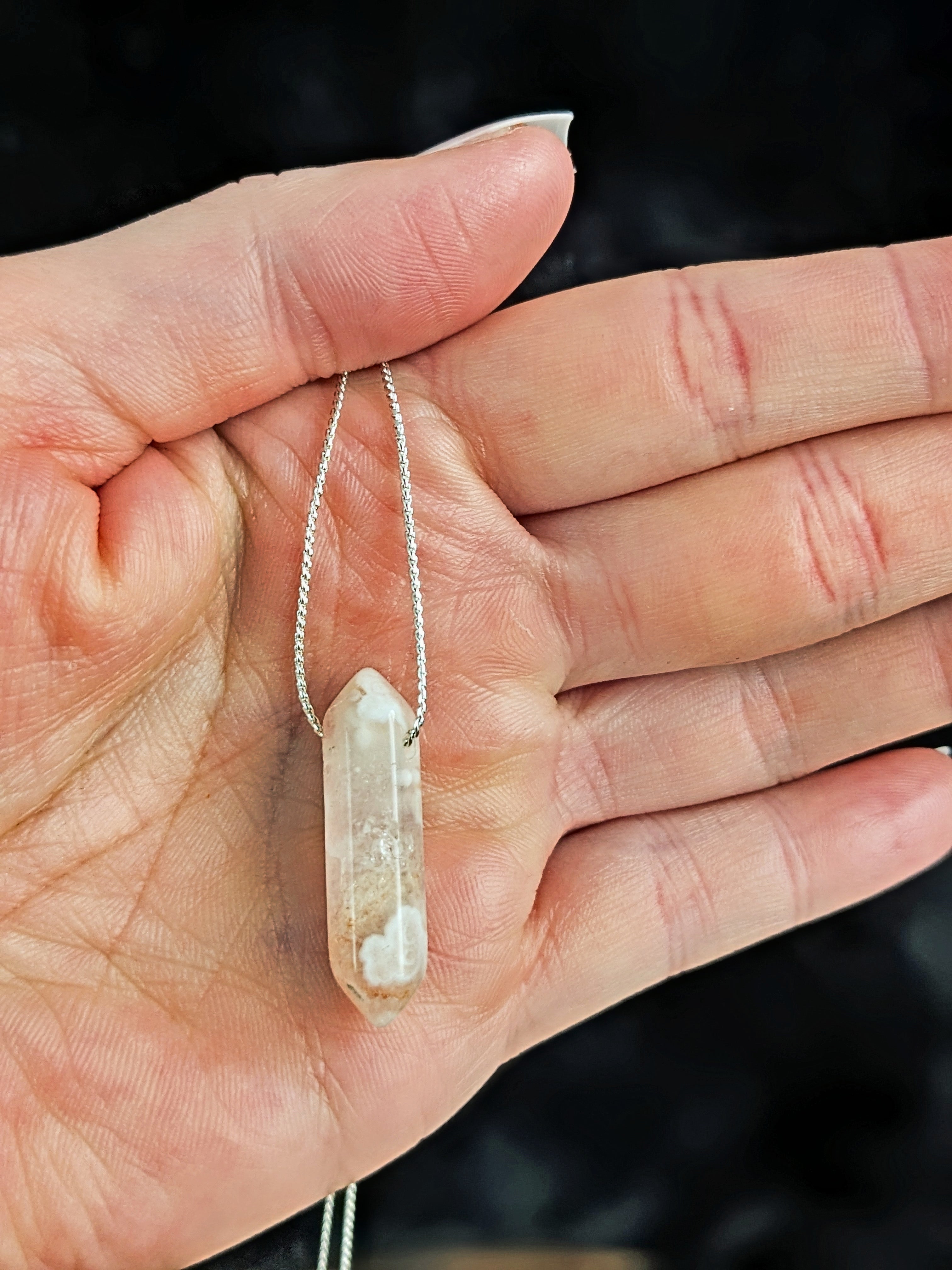 Agate Spike on Sterling Silver Plated Chain
