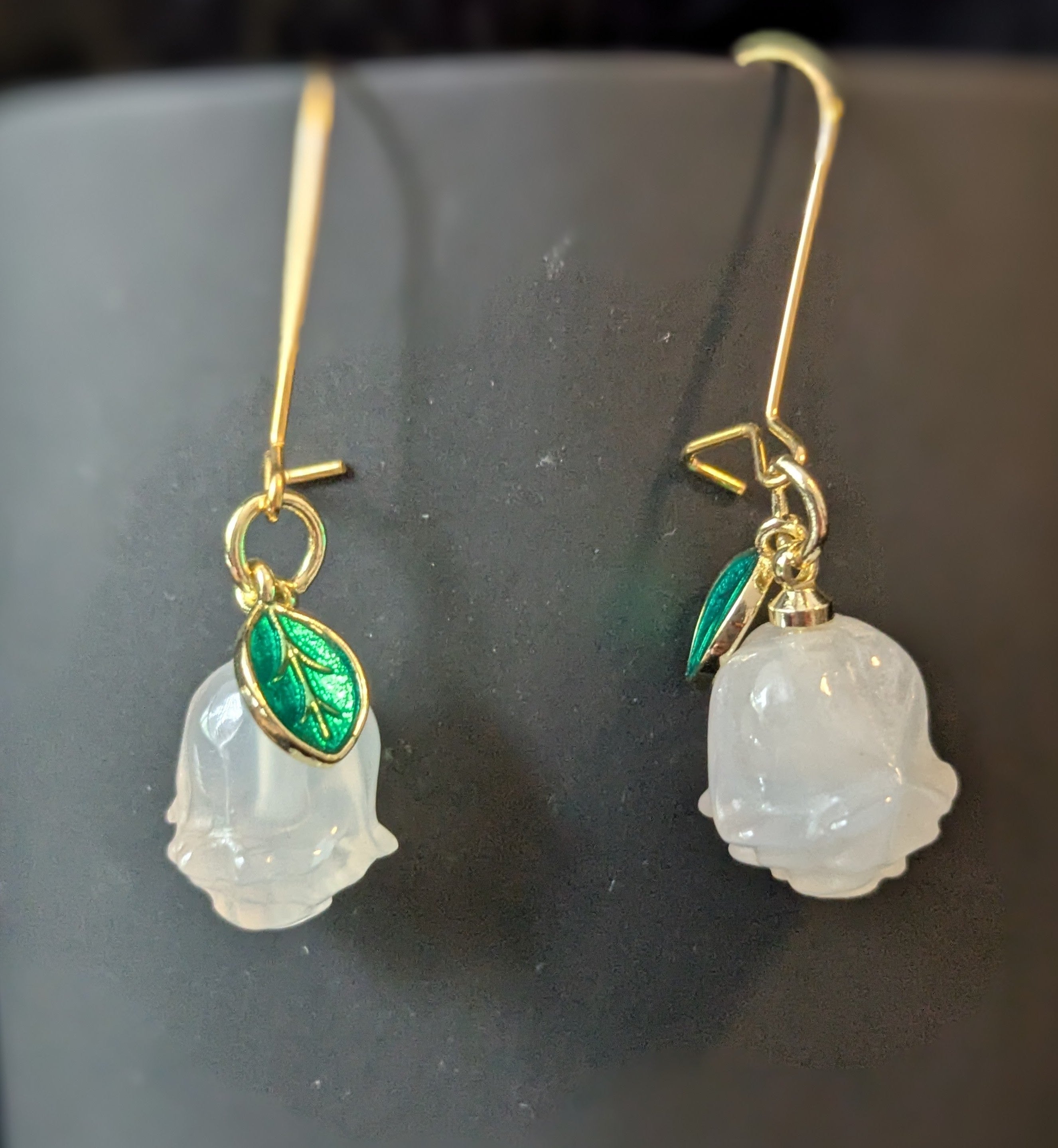 White Quartz Rose Earrings