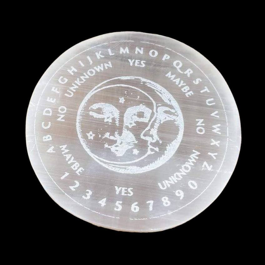Selenite Divination Plate with Pendulum