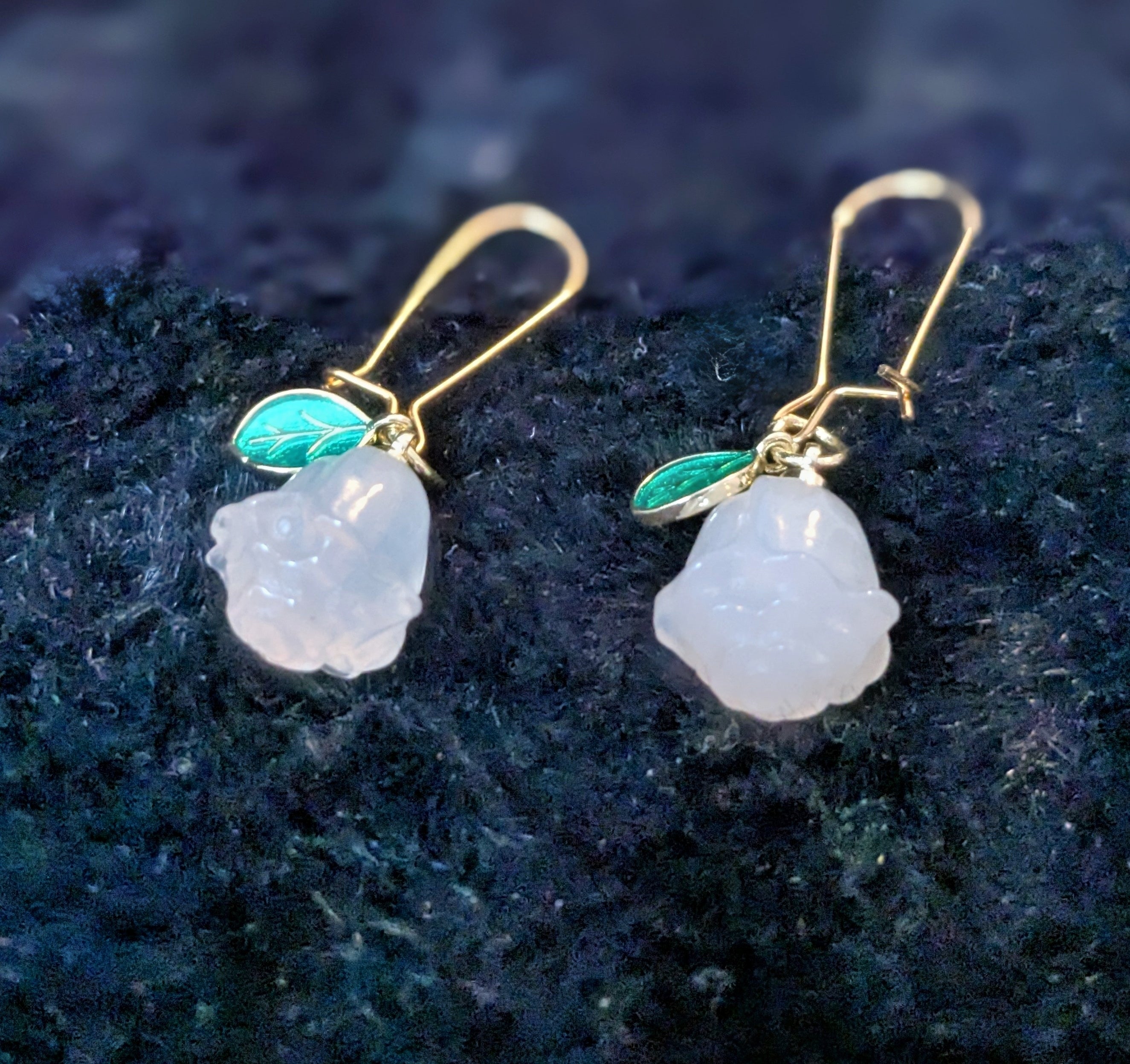 White Quartz Rose Earrings