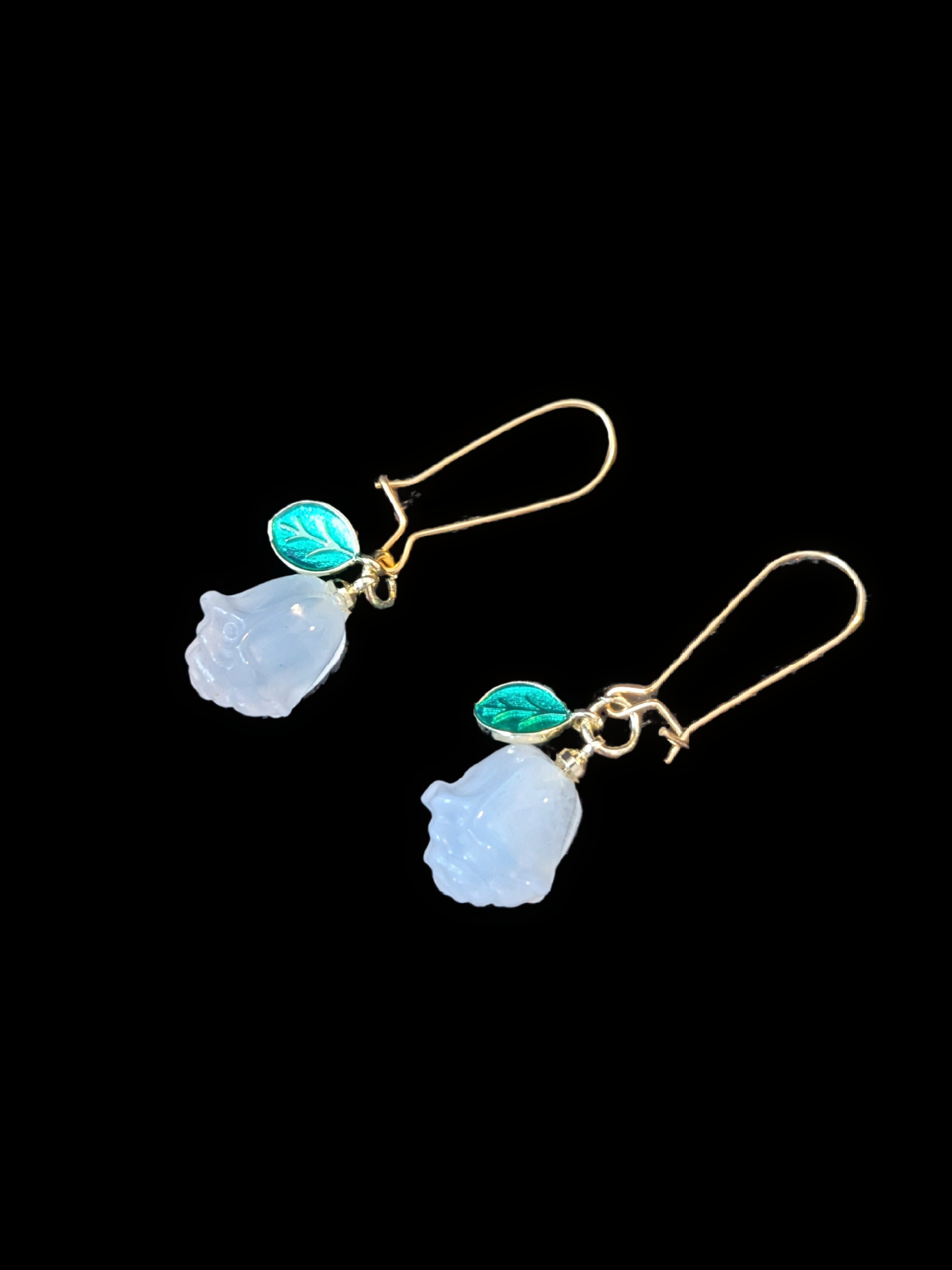 White Quartz Rose Earrings