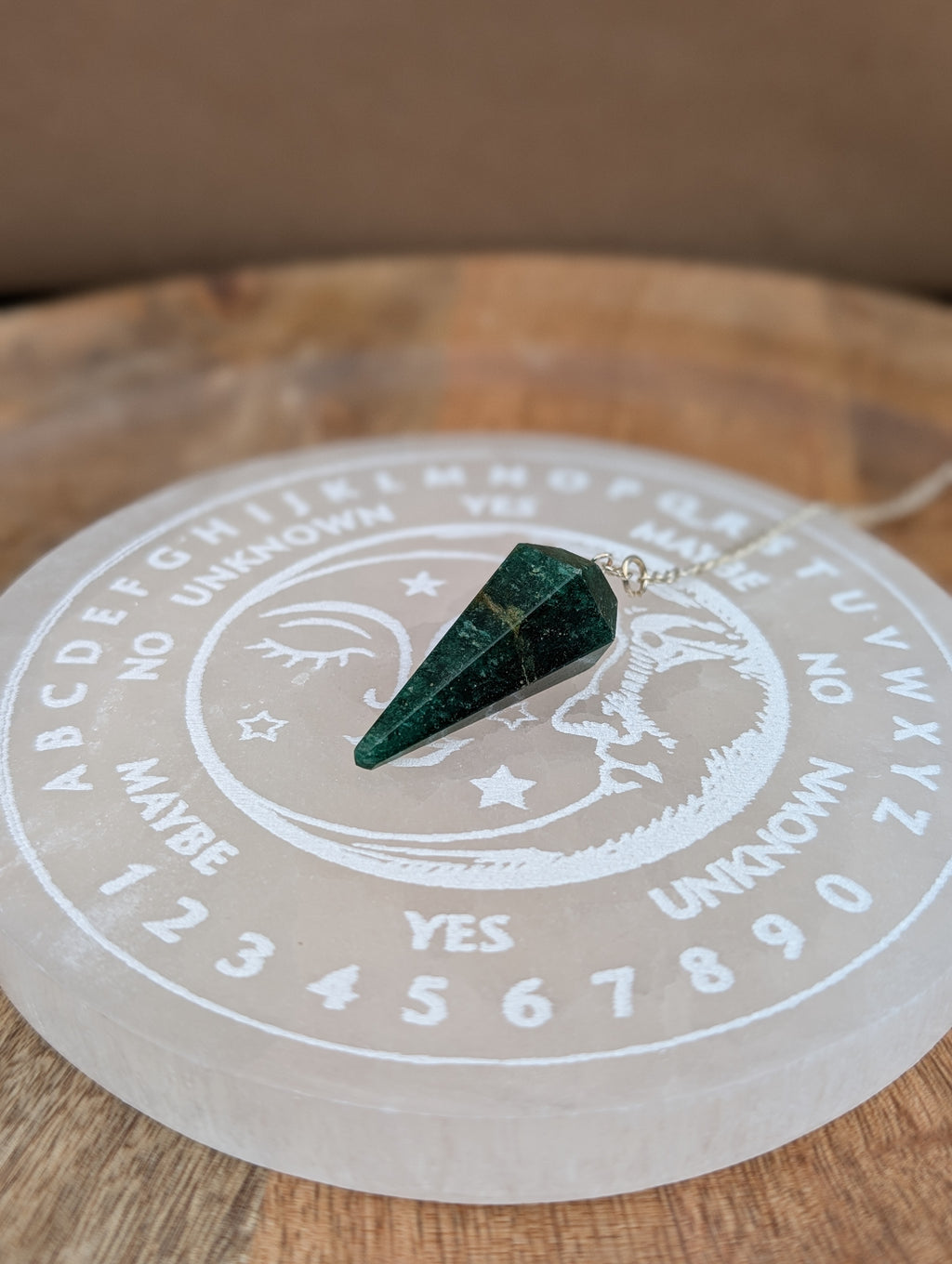 Selenite Divination Plate with Pendulum