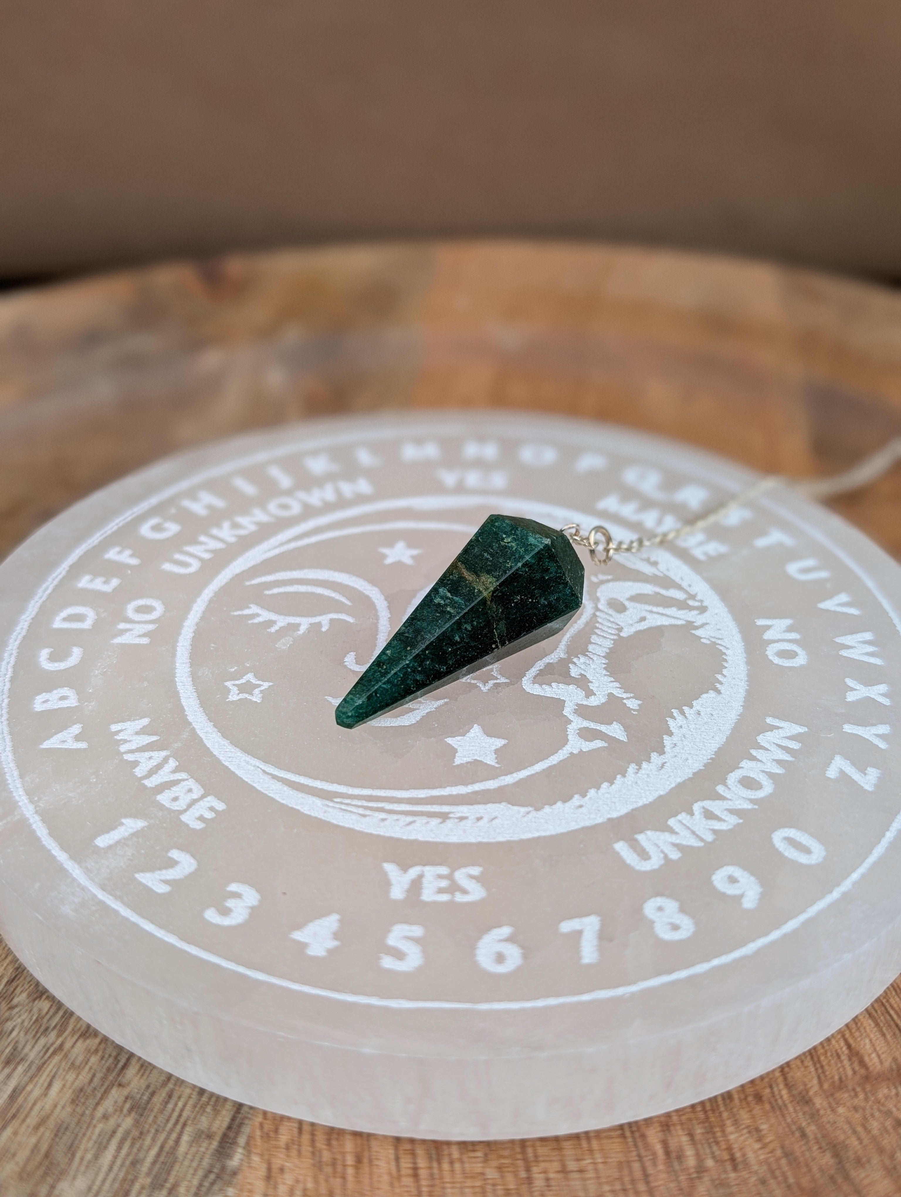Selenite Divination Plate with Pendulum