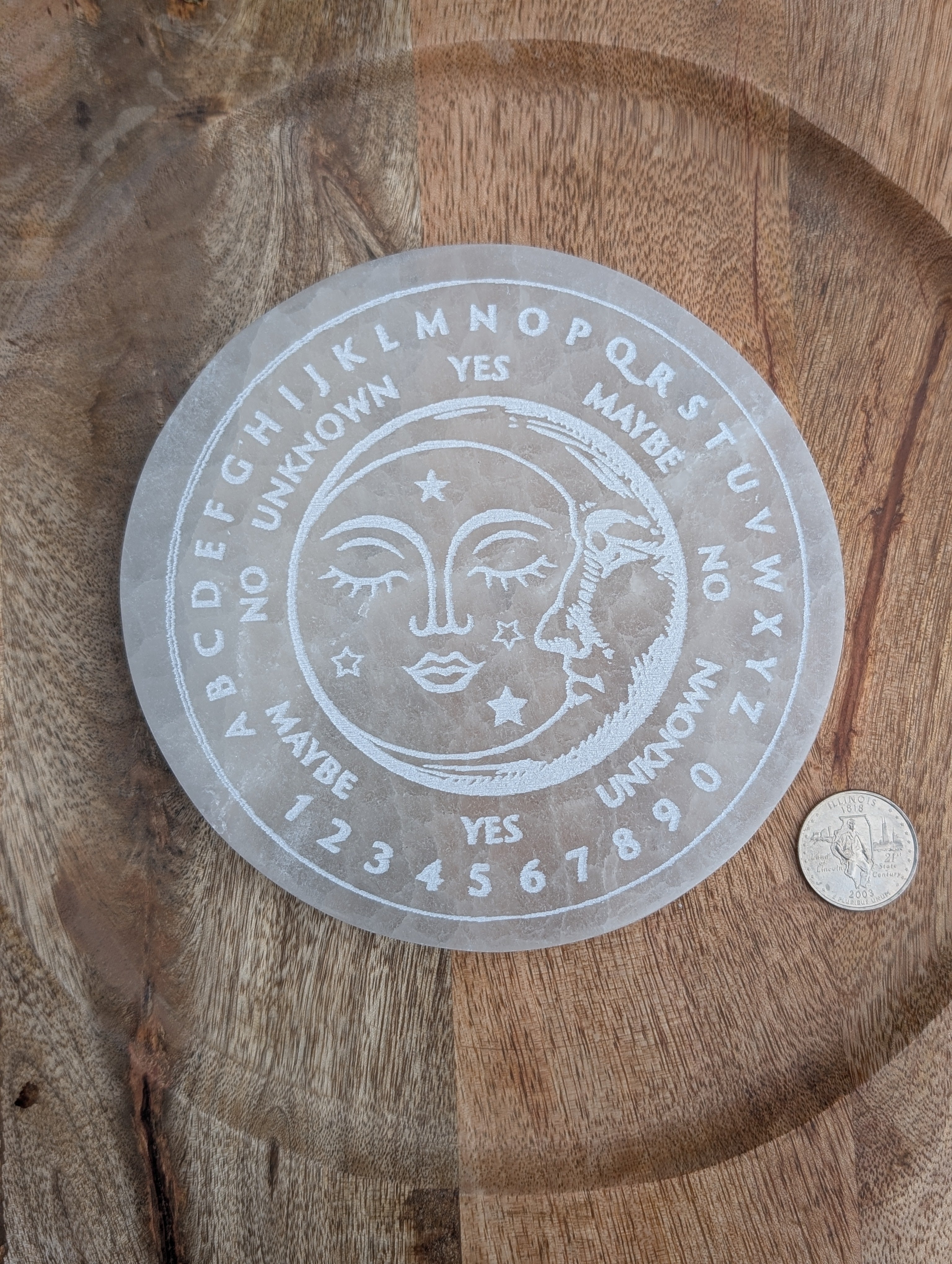 Selenite Divination Plate with Pendulum