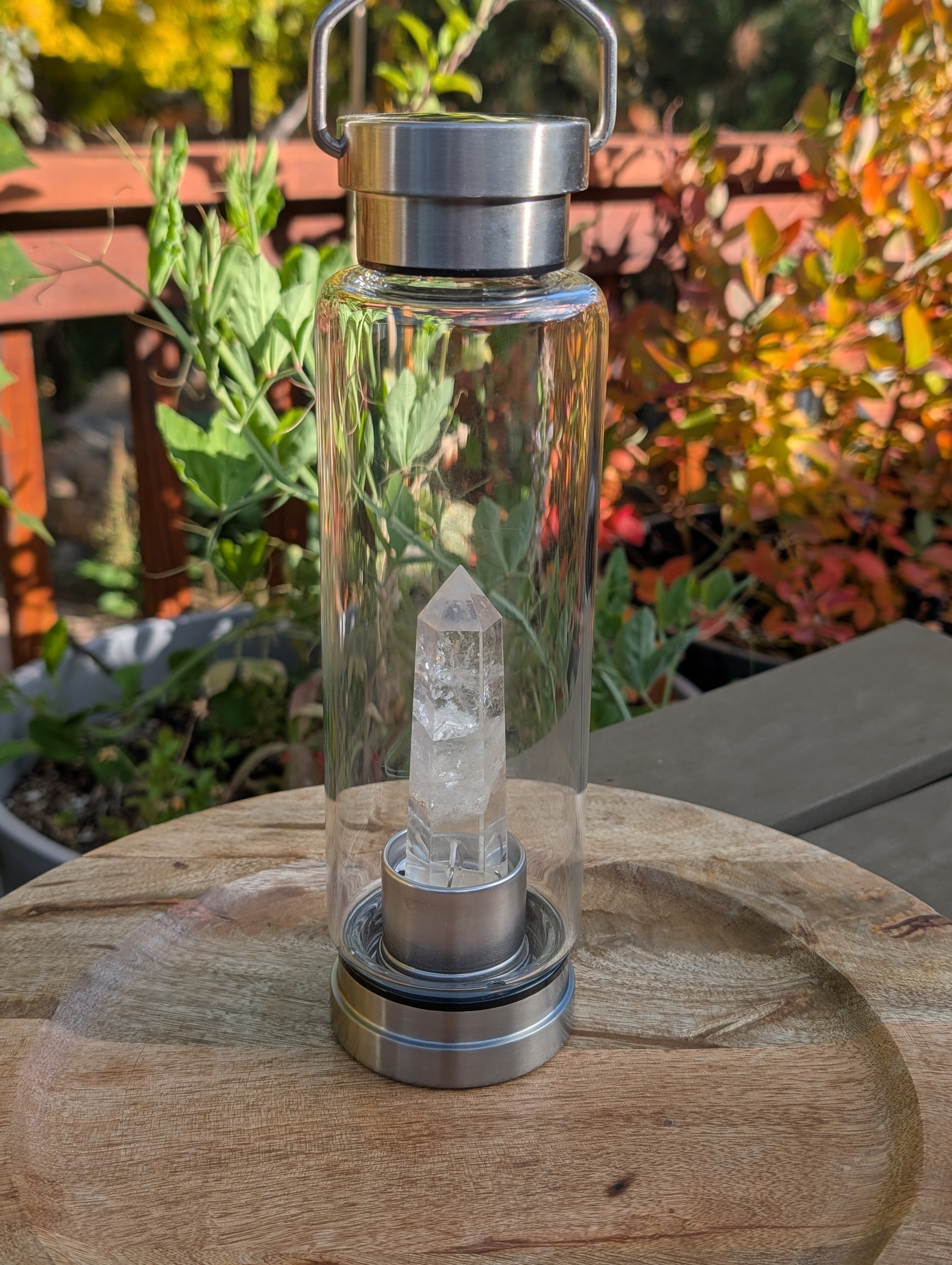 Crystal Clarity Quartz Infused Glass Water Bottle