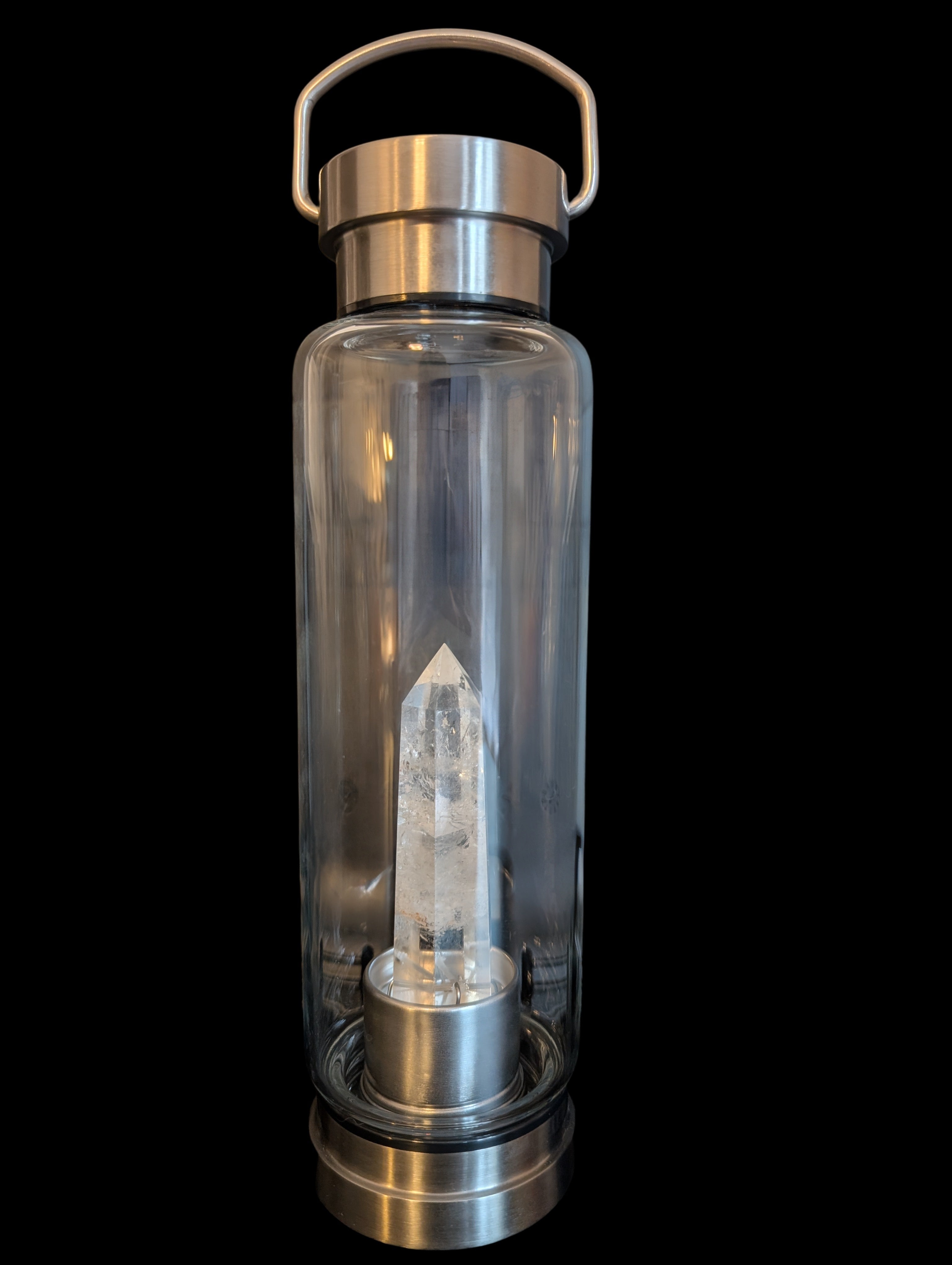 Crystal Clarity Quartz Infused Glass Water Bottle